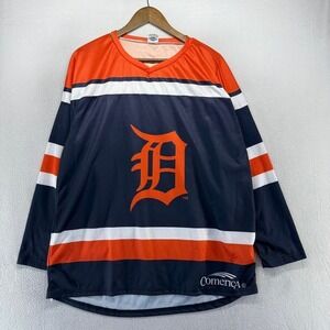 Detroit Tigers Jersey Mens Medium Blue 313 Comerica Baseball Orange Hockey SGA